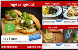 Digitale Speisekarten und Werbung