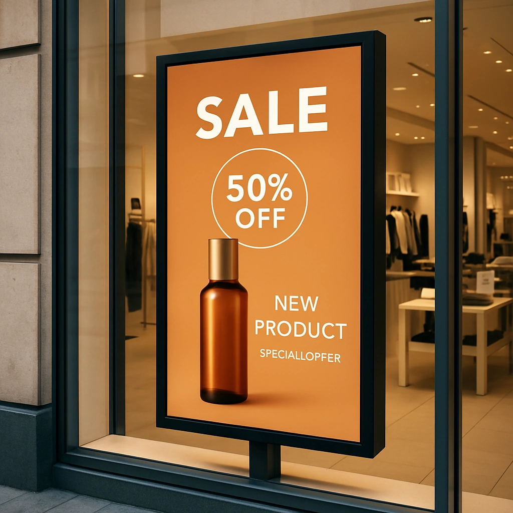 Digitaler Bildschirm in einem Schaufenster