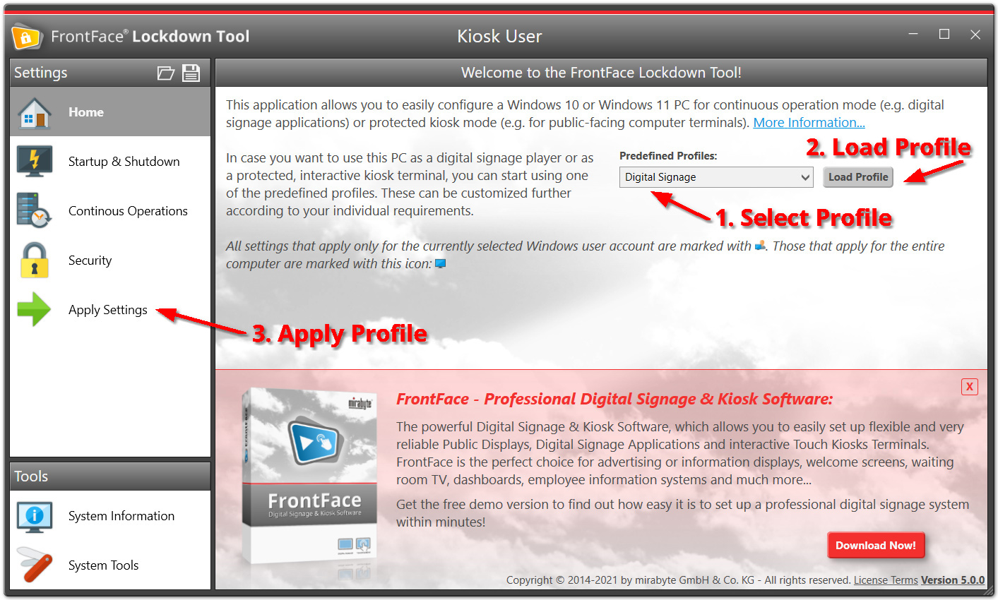 FrontFace Lockdown Tool (predefined profile)