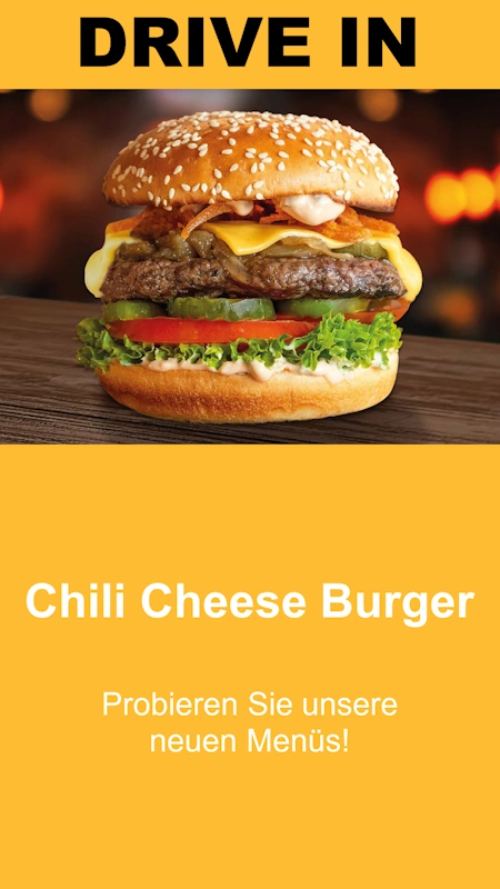 Digital Signage Bildschirm für ein Drive-in Restaurant
